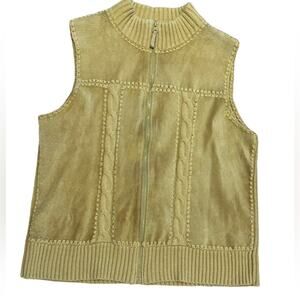 Designer Studio Originals Women’s Size Medium Suede and Cableknit Sweater Vest